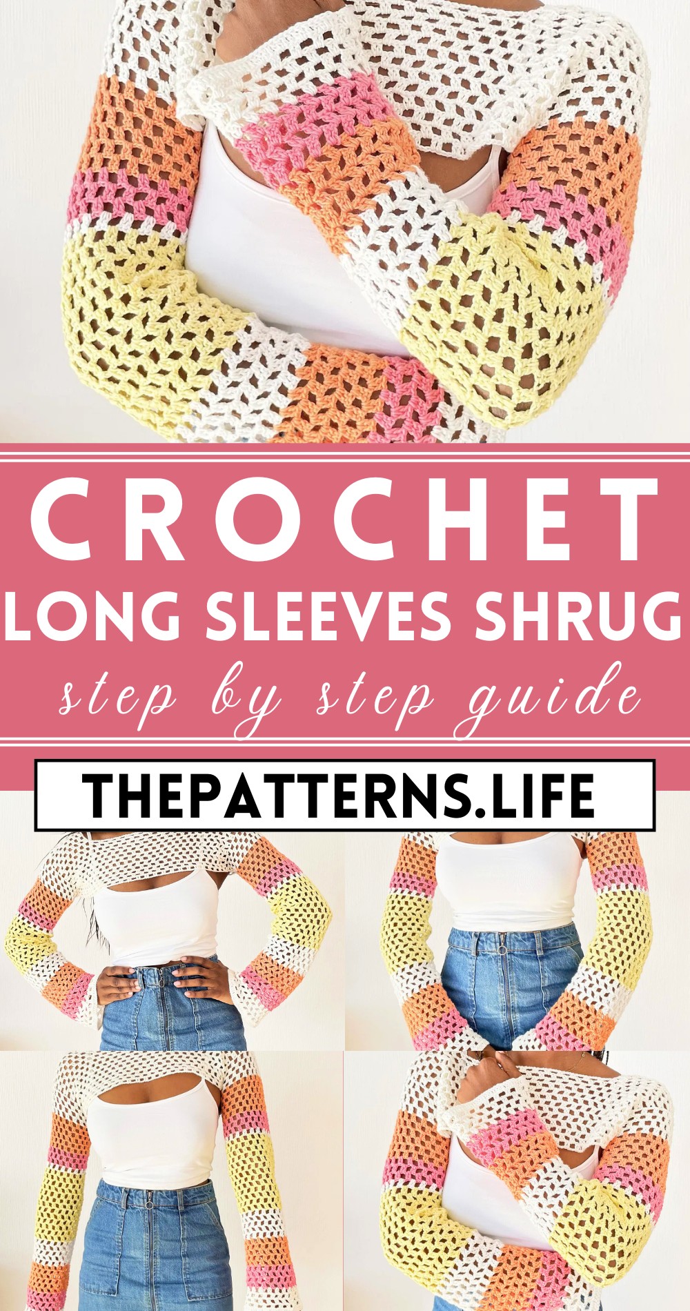 Crochet Long Sleeves Bolero Shrug Pattern