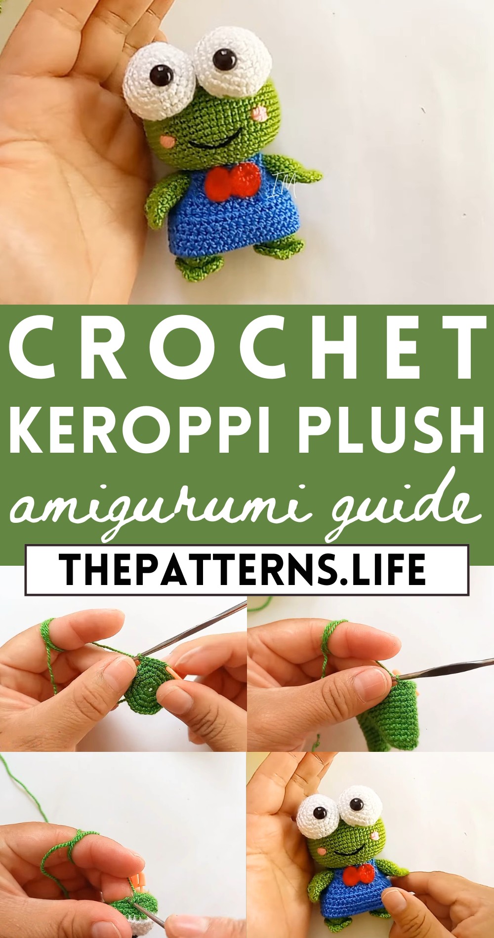 Cute Smiling Crochet Keroppi Plush Amigurumi Pattern