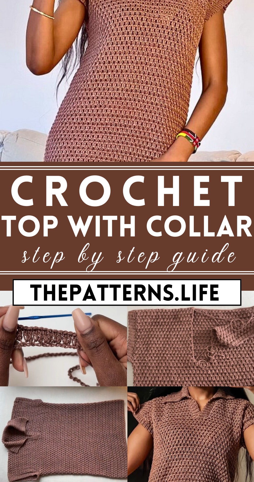 Unisex Crochet Polo Shirt/ Dress/ Top With Collar