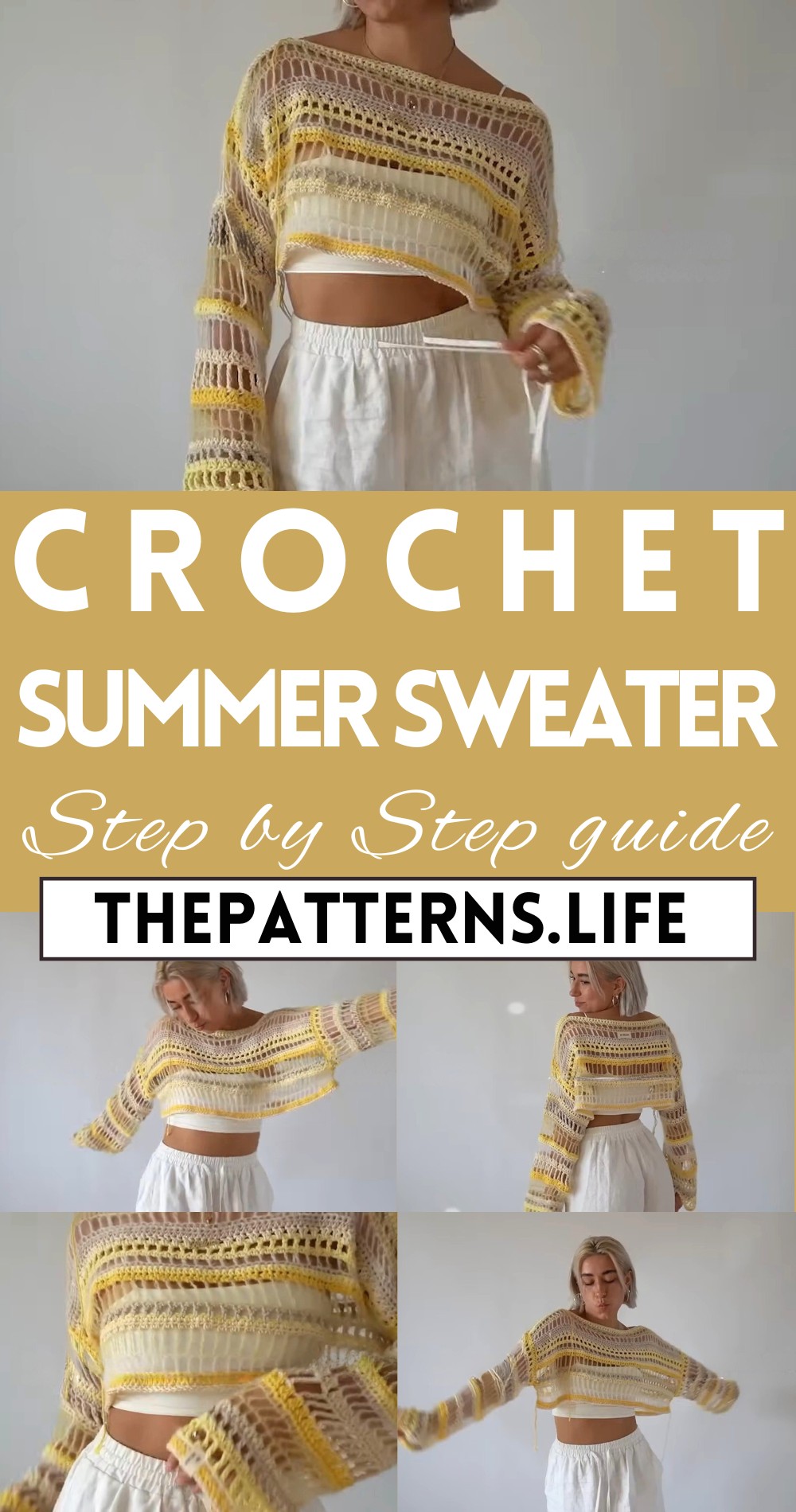 Crochet Yellow Summer Sweater Tutorial