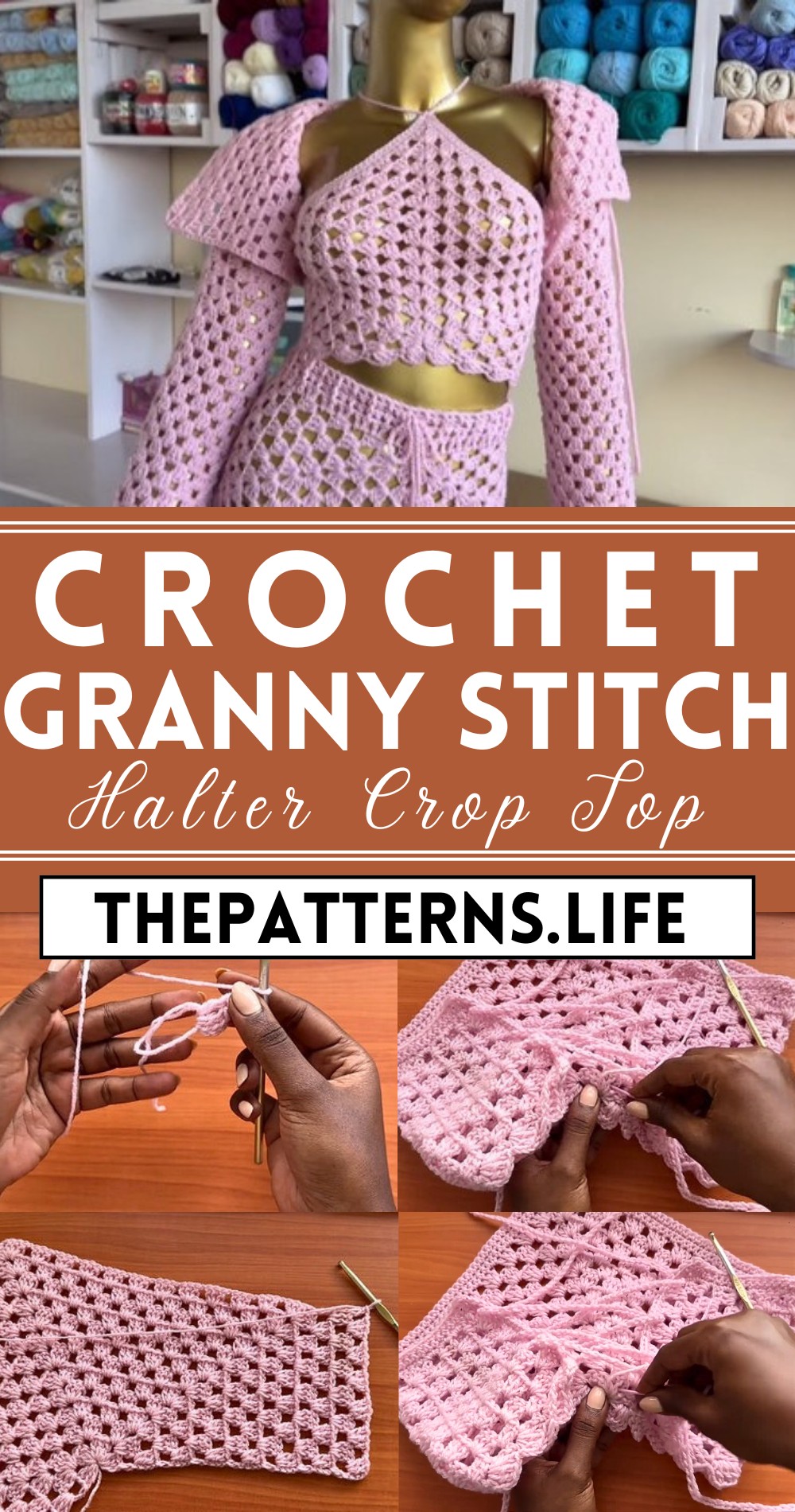 Granny Stitch Crochet Halter Crop Top Tutorial