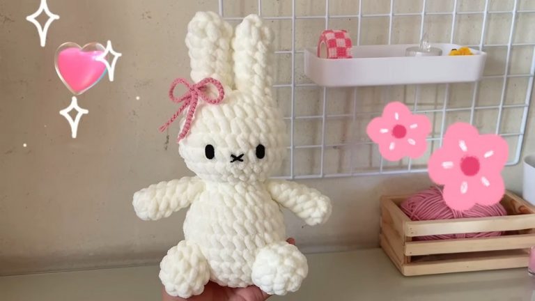 Crochet Cute and fluffy White Bunny Without Magic Ring – Free Pattern