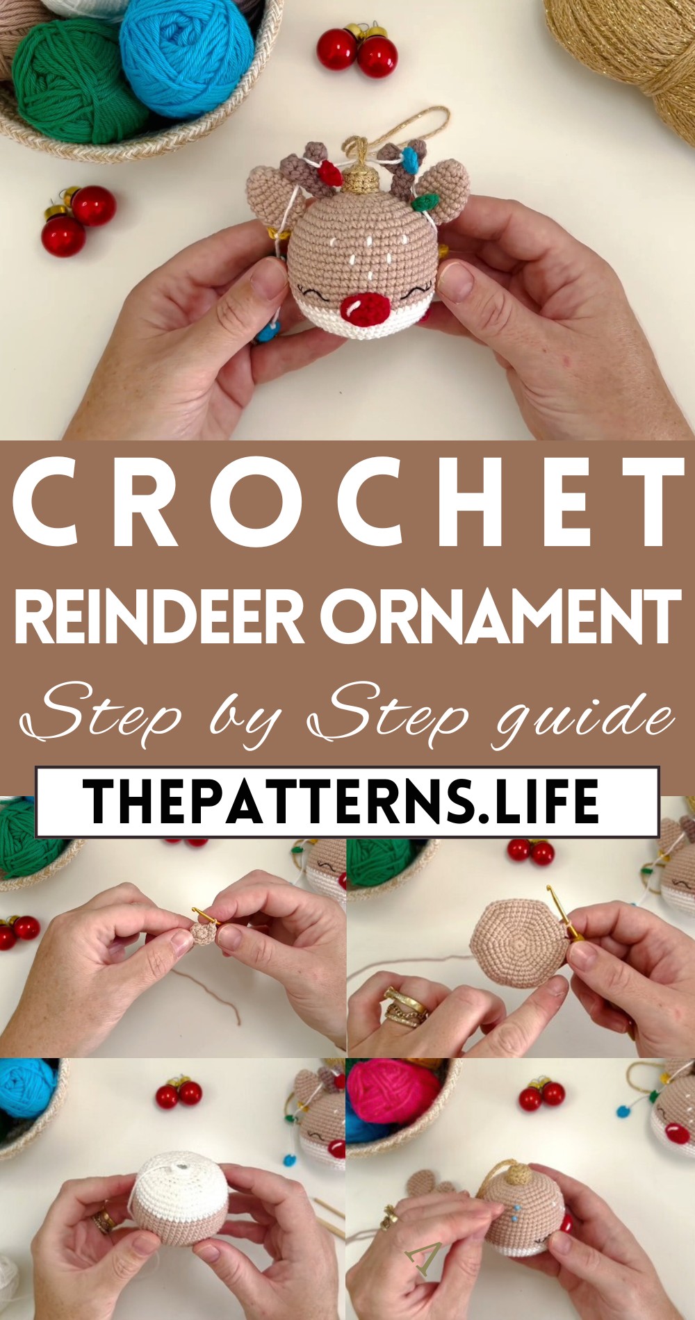 Crochet Christmas Reindeer Ornament Pattern
