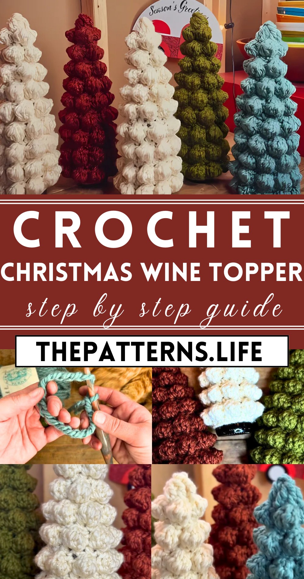 Crochet Christmas Wine Topper