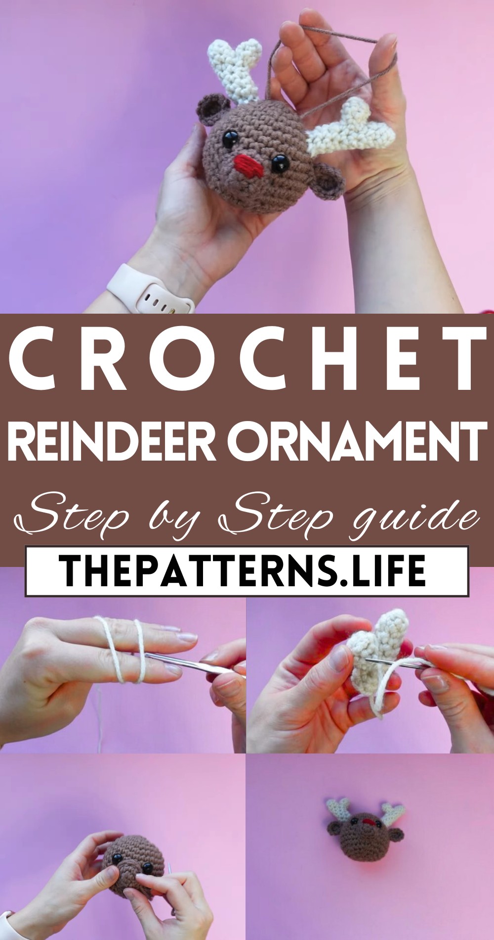 Crochet Holiday Reindeer Ornament Tutorial