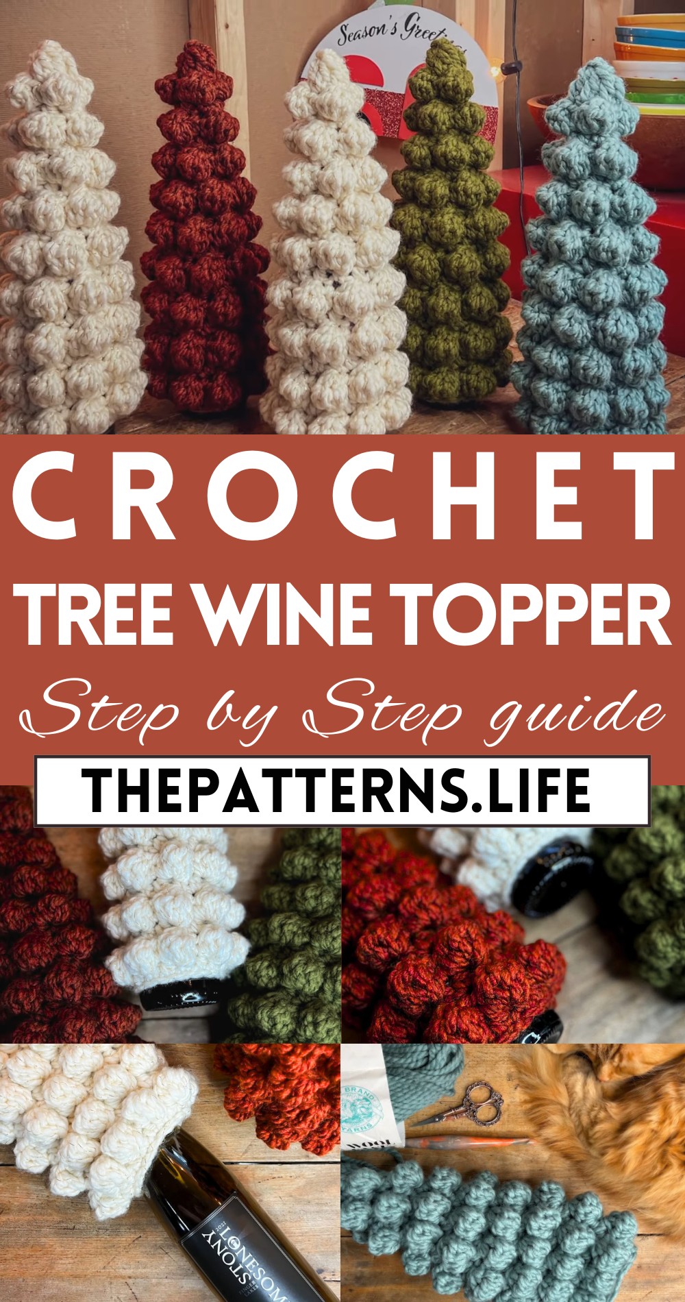 Crochet Wine Topper & Bobble Christmas Tree Pattern
