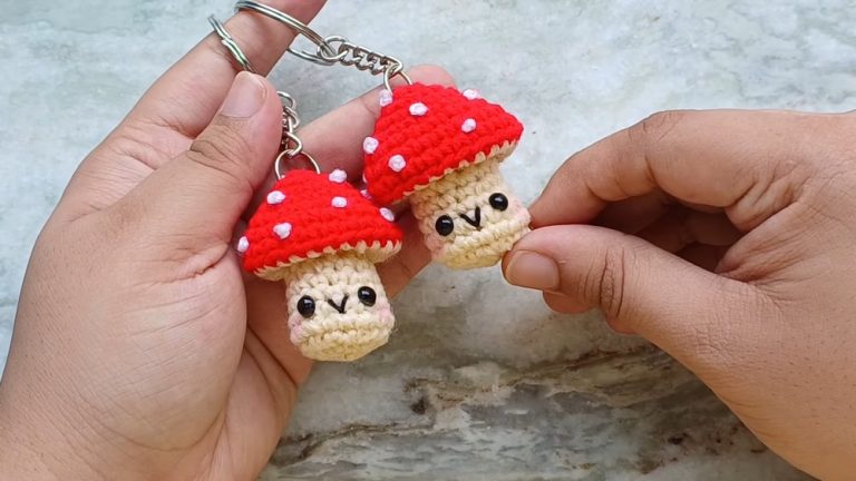 Crochet  Mini Mushroom Pop Amigurumi Keychain  – pattern