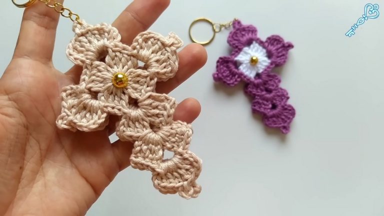 Elegant Crochet Pearly Crucifix Keychain Amigurumi Pattern