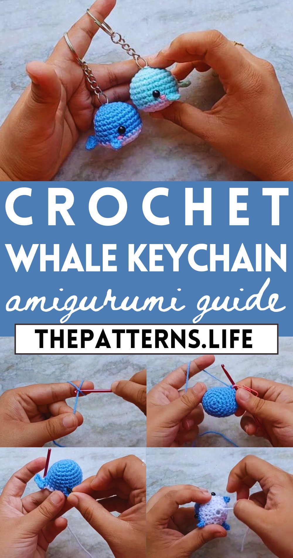 Crochet Baby Whale Amigurumi Keychain Tutorial