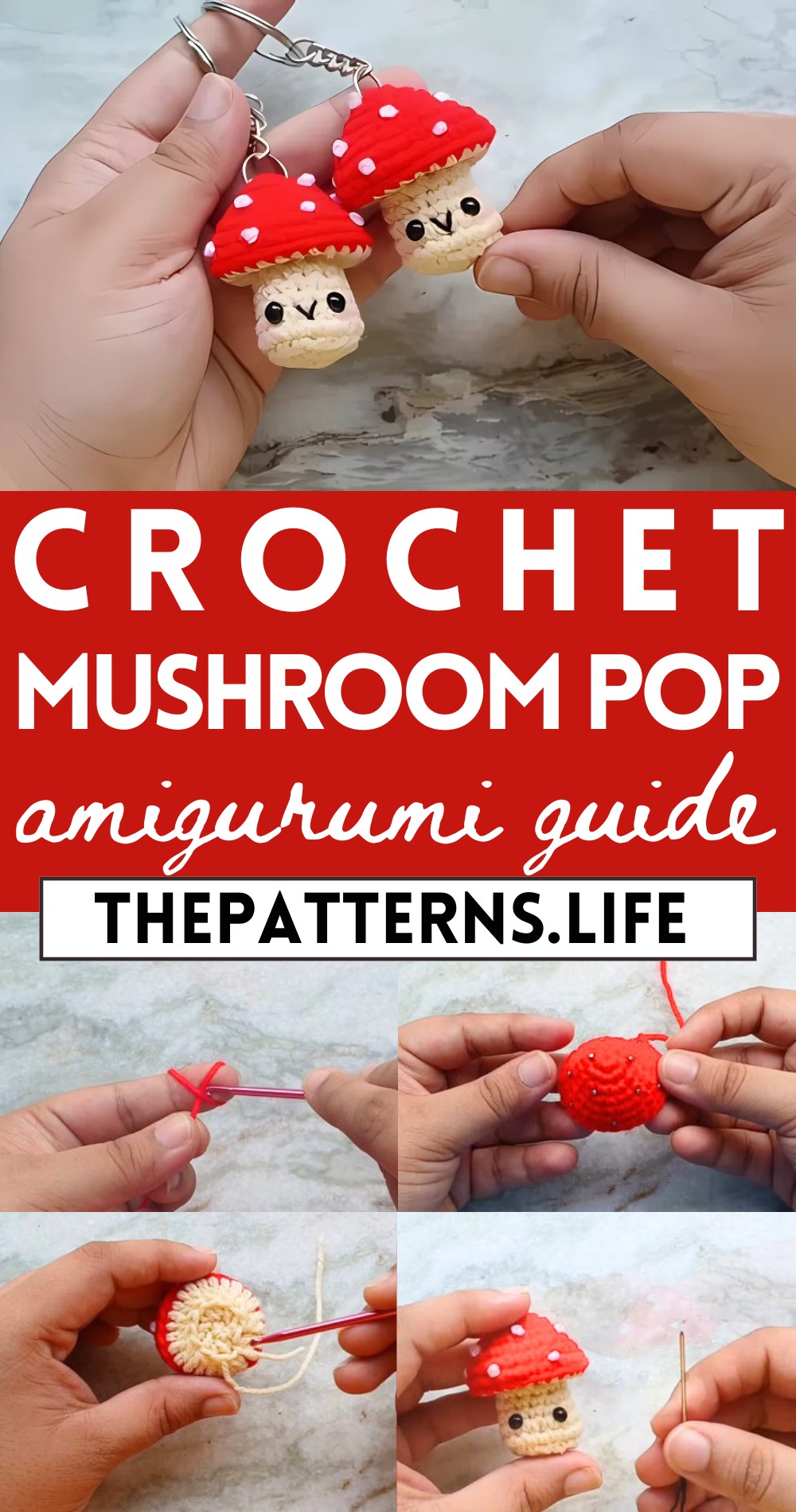 Crochet Cute Mushroom Pop Amigurumi Keychain Tutorial