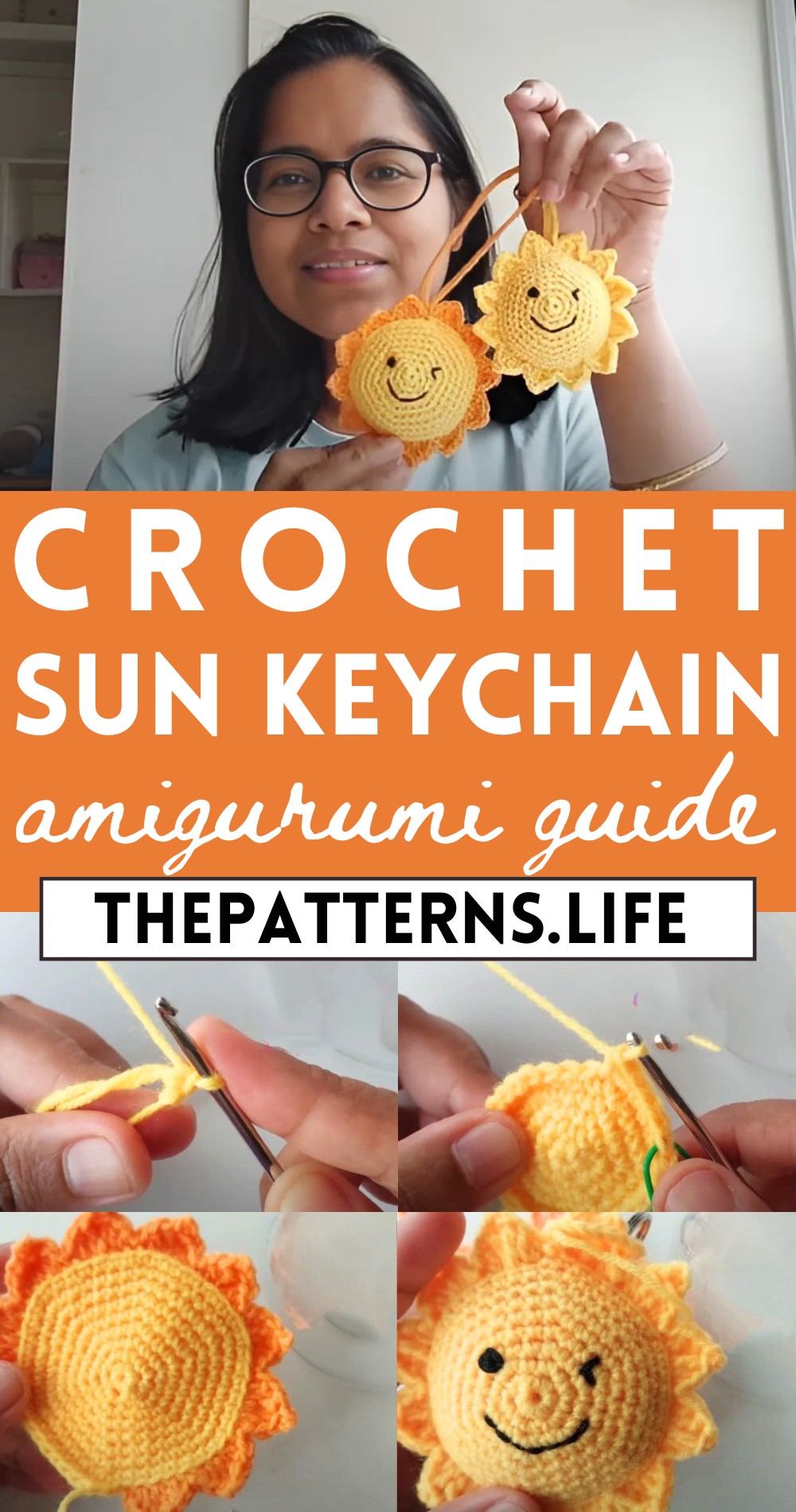 Crochet Sun Amigurumi Keychain Tutorial For Beginners