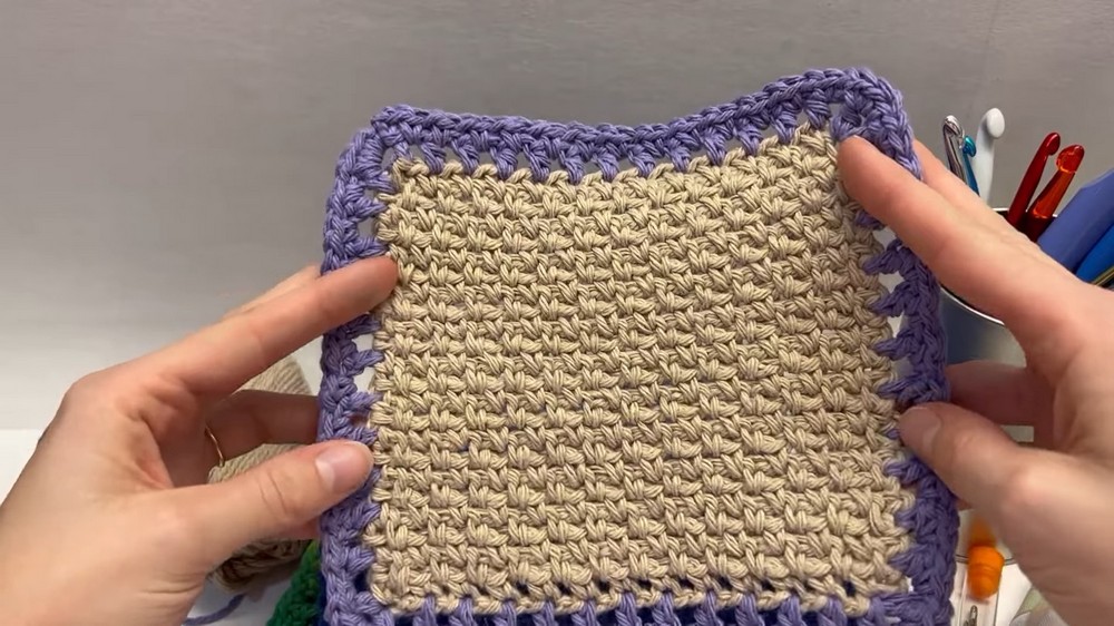 Simple & Easy Crochet Moss Stitch Dishcloth Pattern - The Patterns