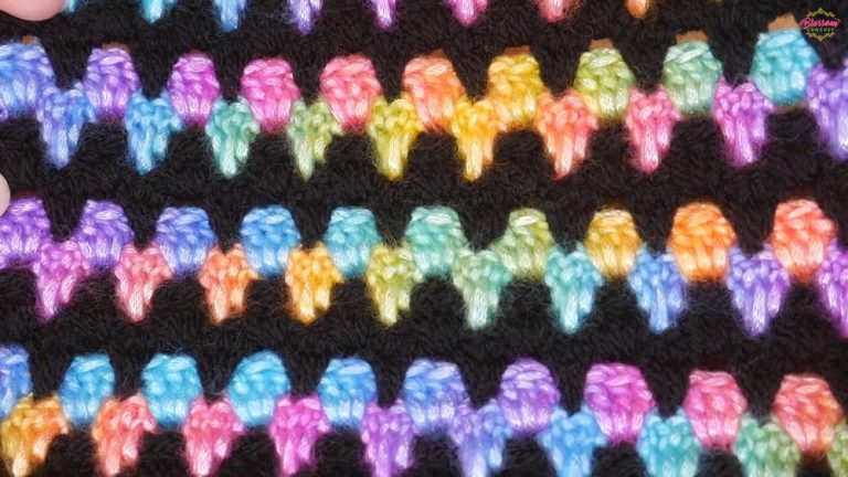 Crochet Free Pattern: Granny Half Spike Stitch Striped Blanket