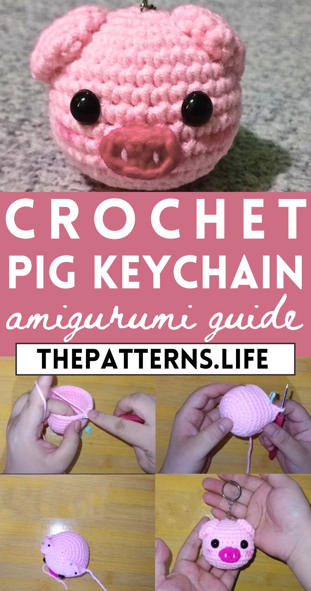 Crochet Adorable Pig Amigurumi Keychain Tutorial Step By Step