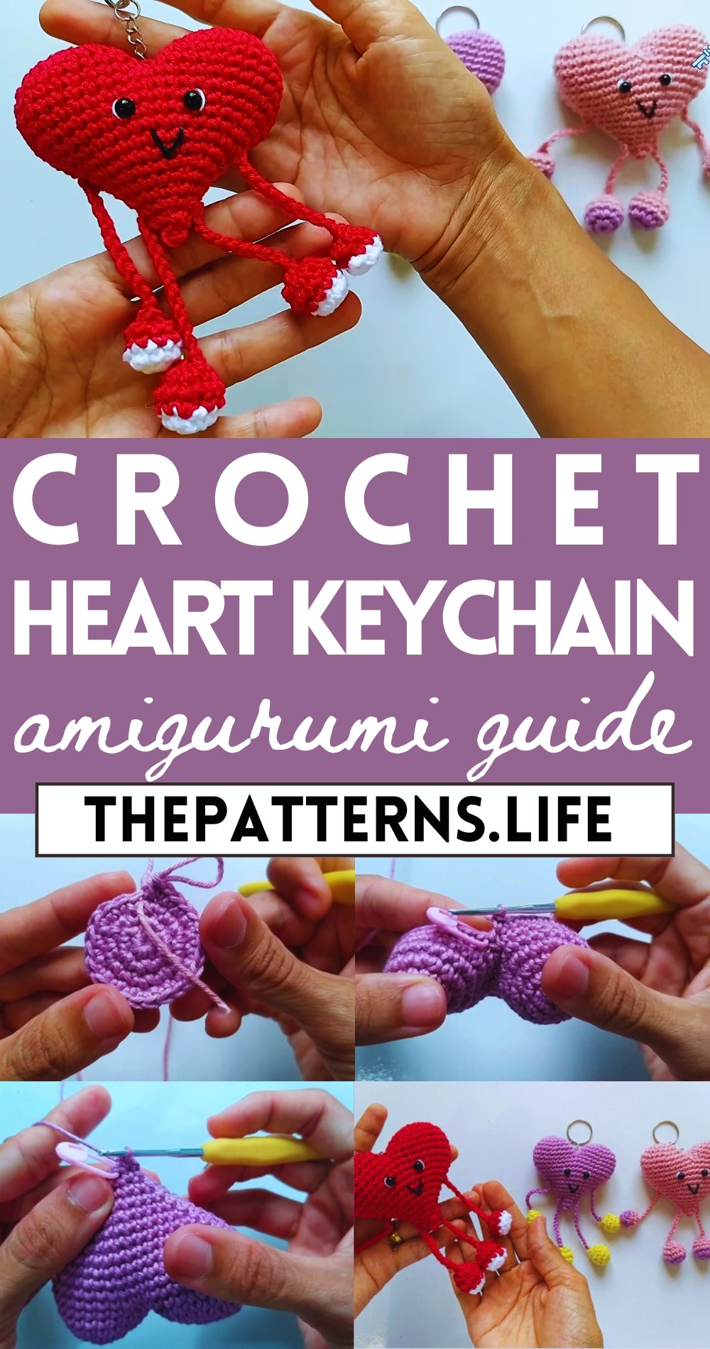 Crochet Amigurumi Bambolino Heart Keychain Tutorial