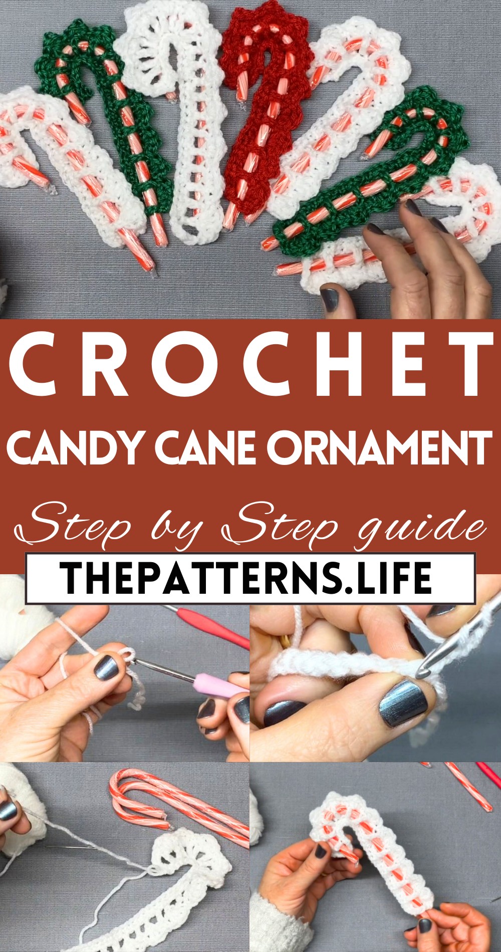 Crochet Candy Cane Tree Ornament Tutorial For Christmas Time