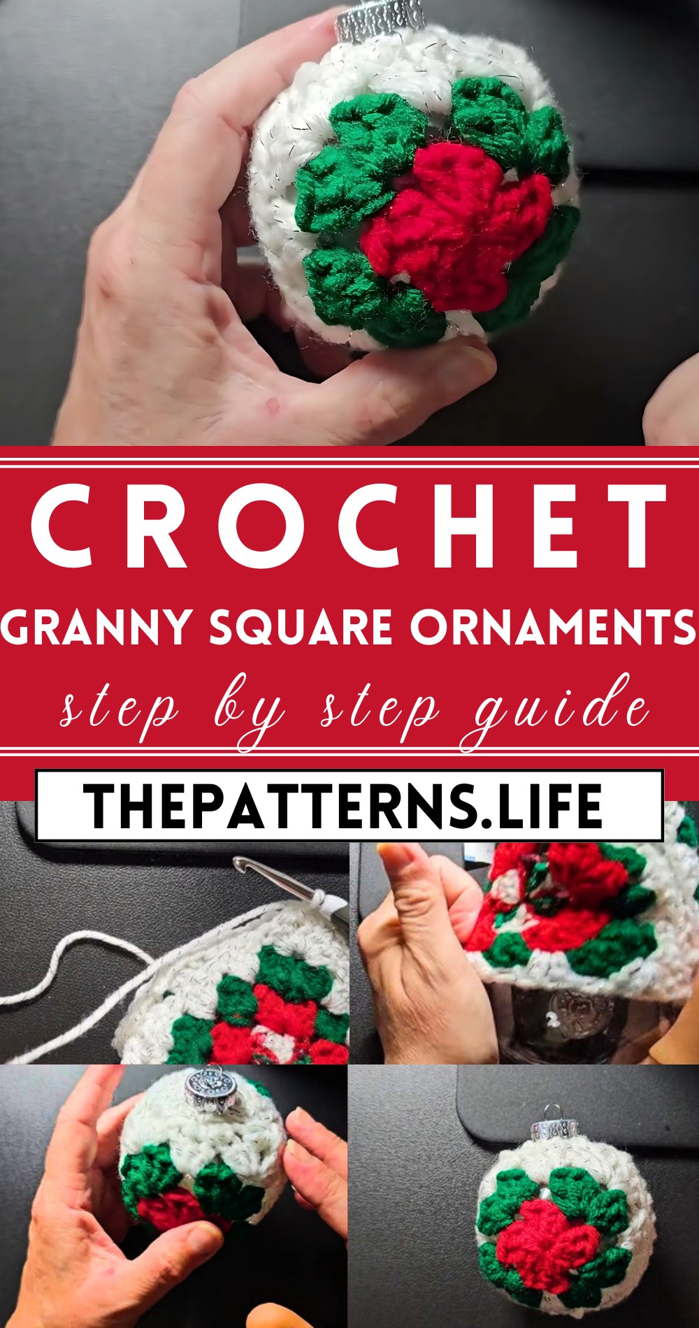 Crochet Granny Square Ornaments Pattern