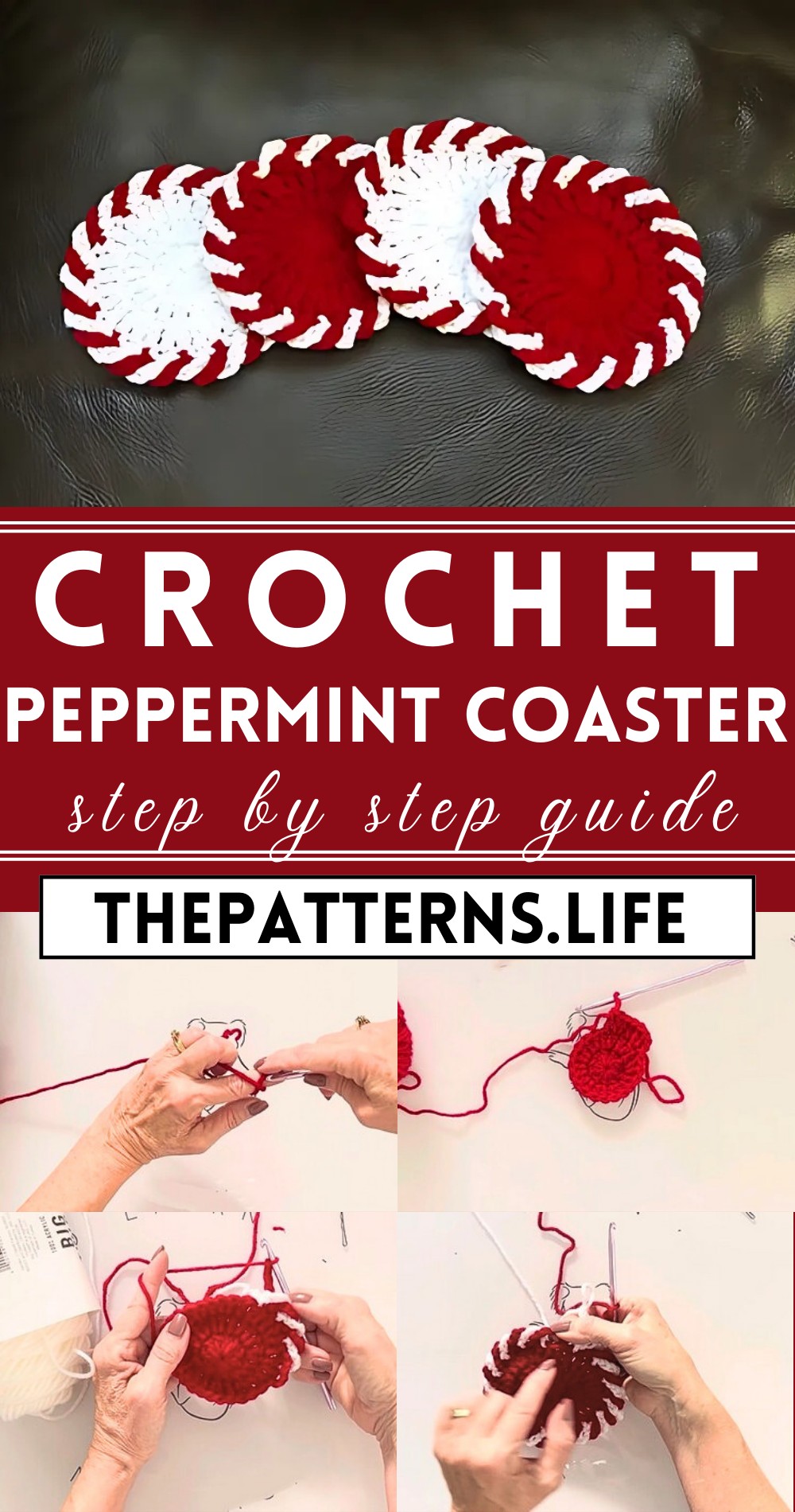 Crochet Peppermint Coaster Pattern