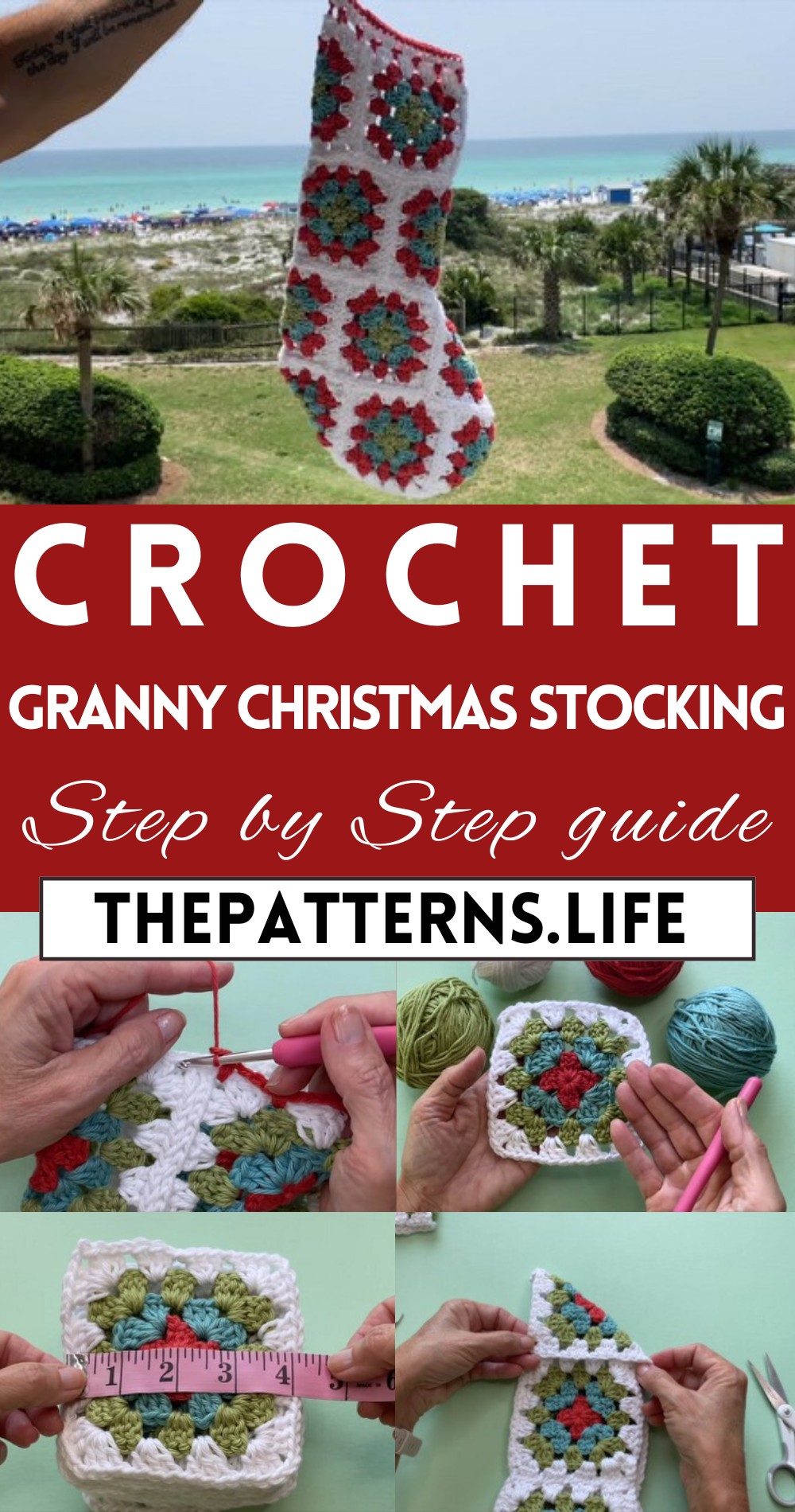 Vintage Crochet Granny Square Christmas Stocking Tutorial