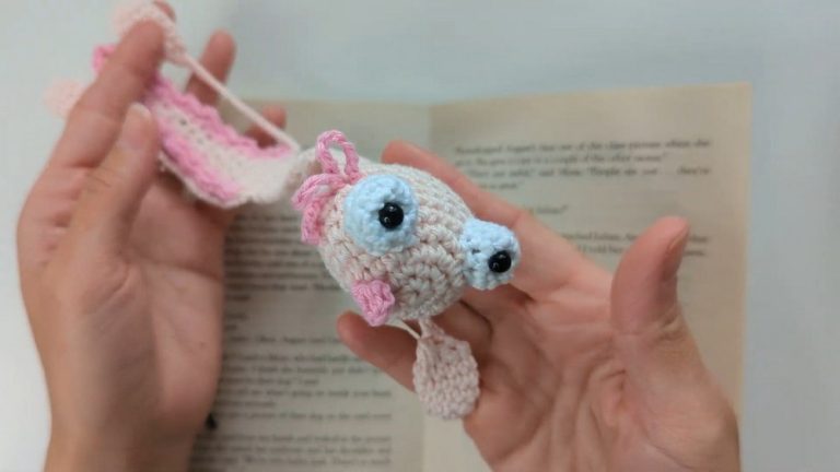 Easy To Crochet Cute Axolotl Bookmark Pattern For Book Reader