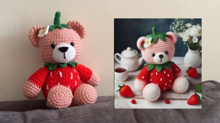 Crochet Cute Strawberry Teddy Amigurumi Pattern
