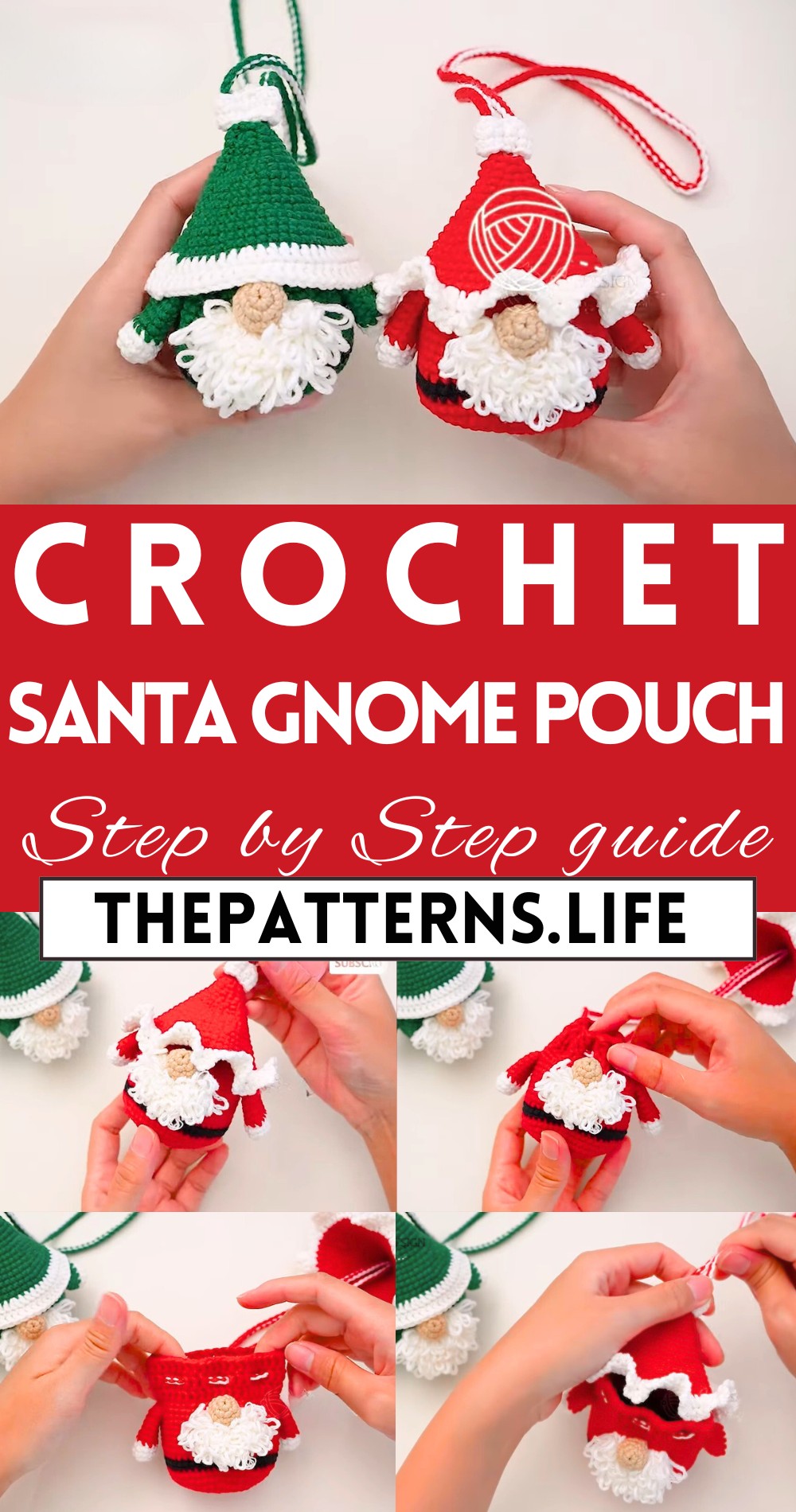 Adorable Crochet Christmas Santa Gnome Pouches Tutorial For Festive Décor & Holiday Use yes