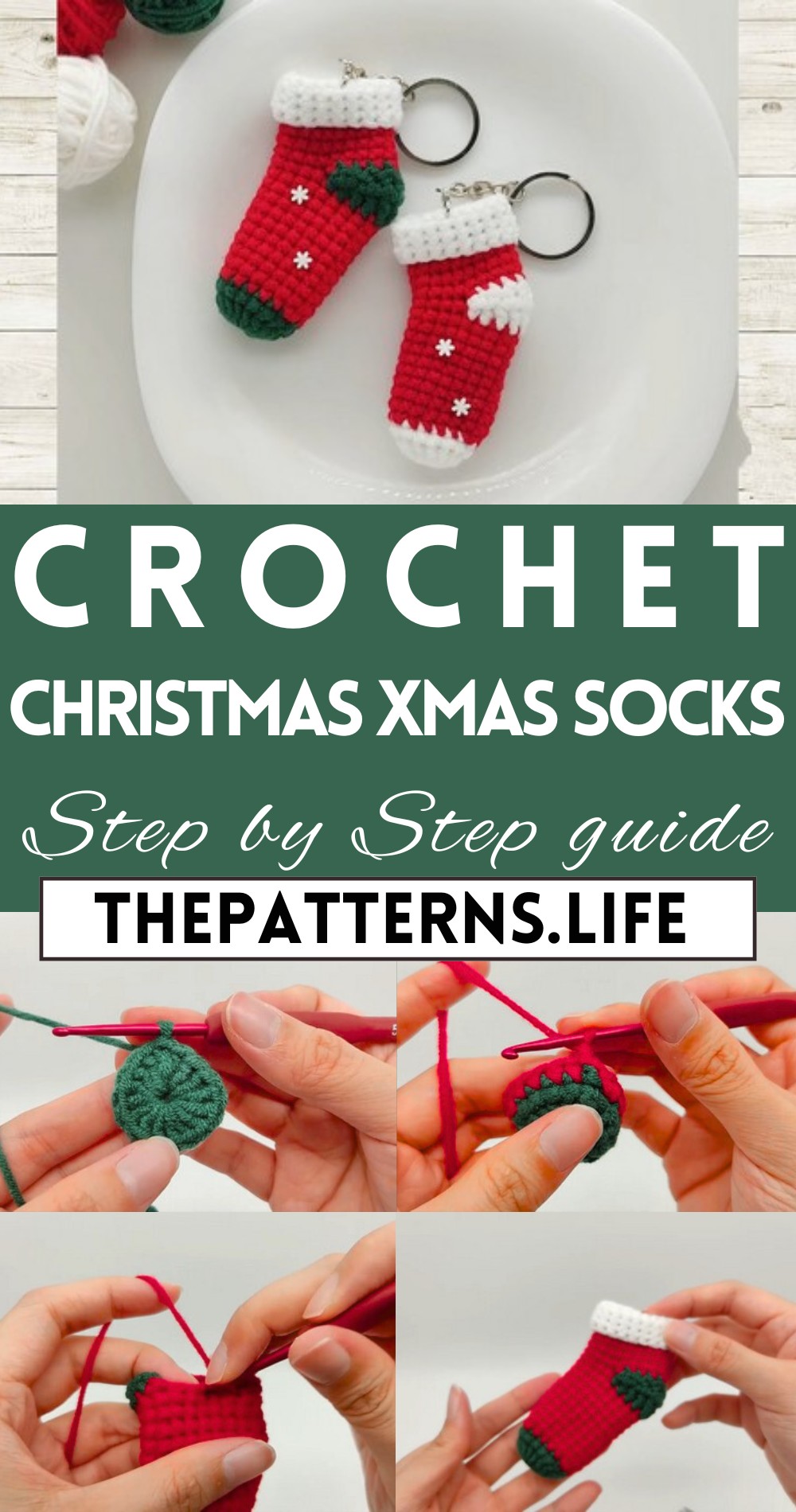 Adorable Crochet Mini Christmas Xmas Socks Keychain Pattern