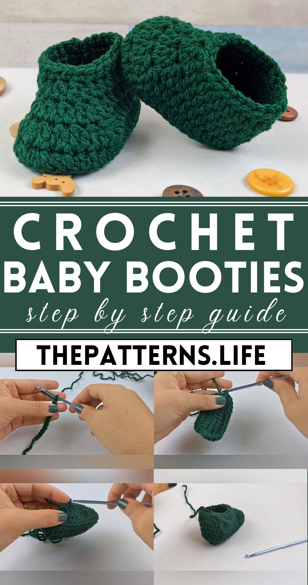 Crochet Baby Booties For 0-3 Months Old