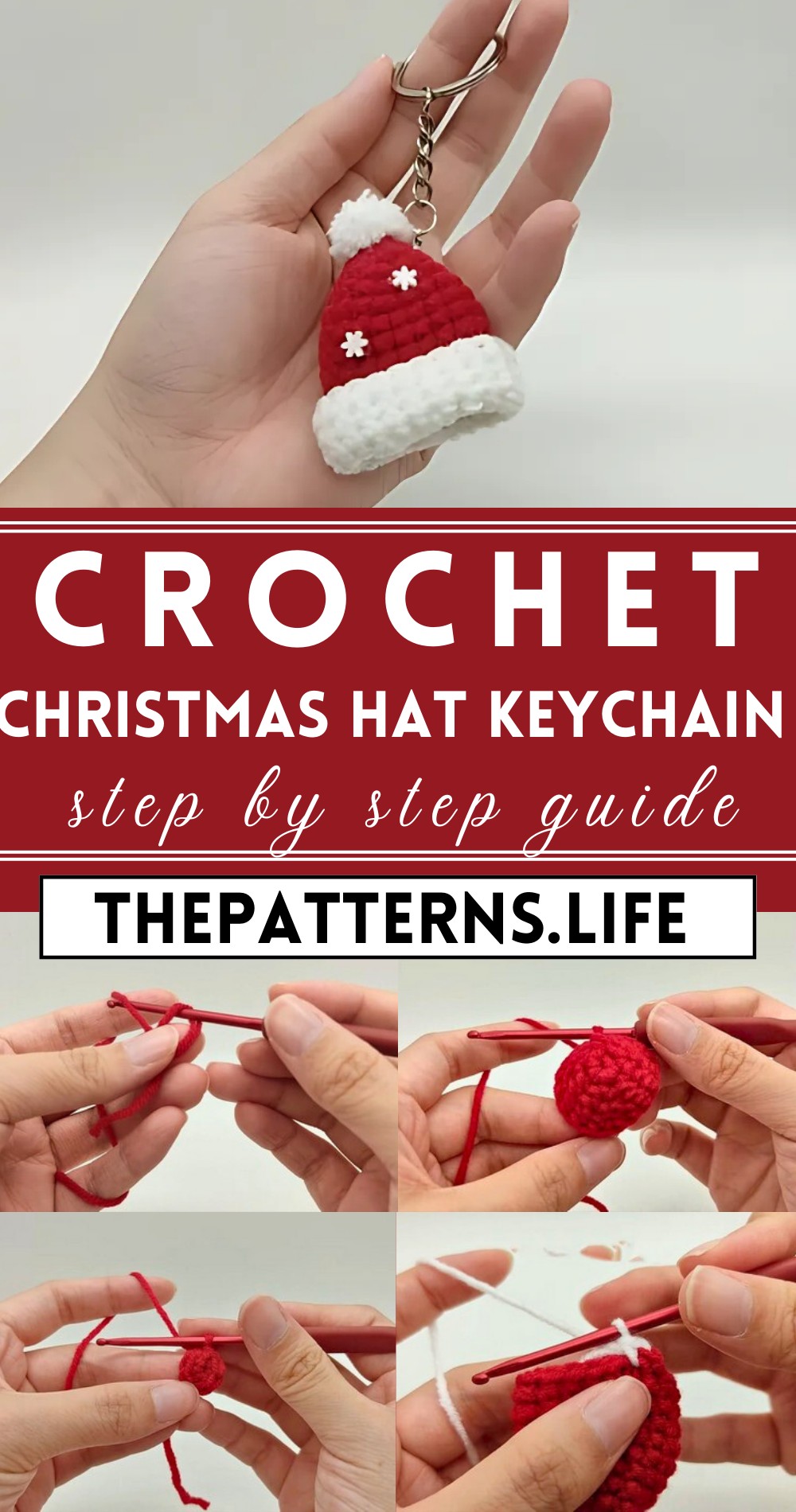 Crochet Christmas Hat Keychain