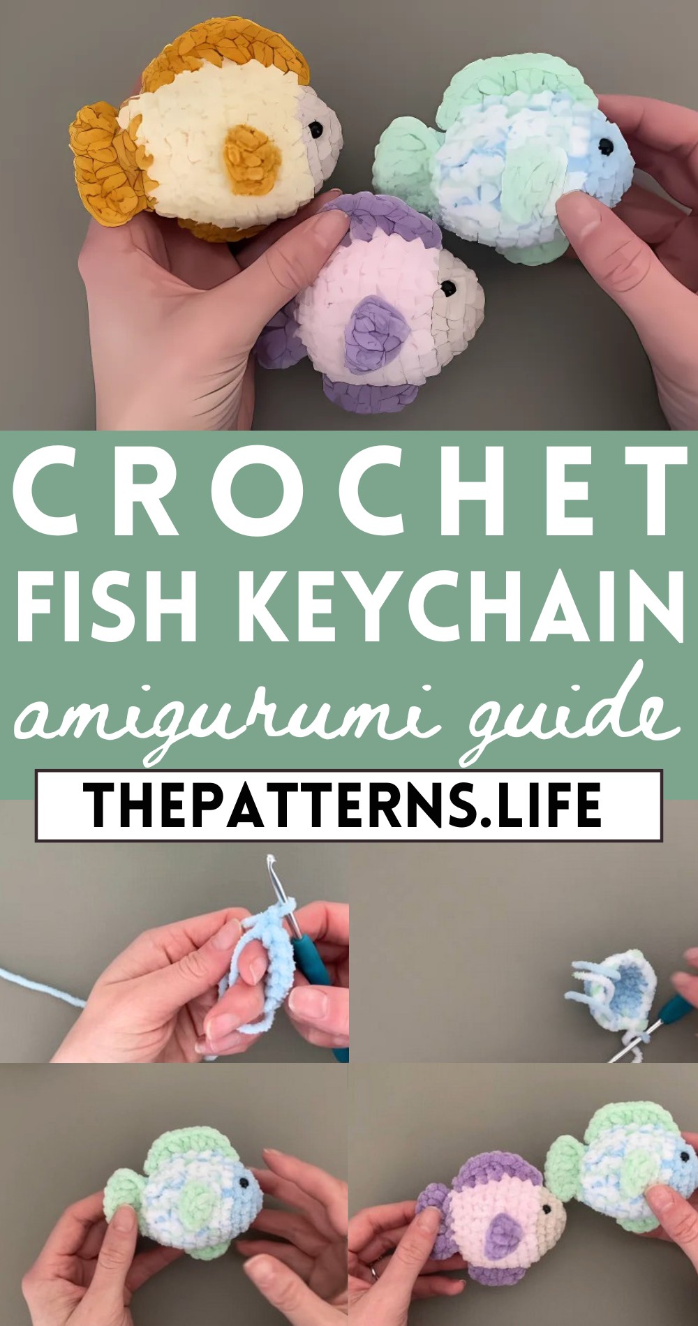 Crochet Cute Fish Keychain Amigurumi Pattern For Key & Bag Charm