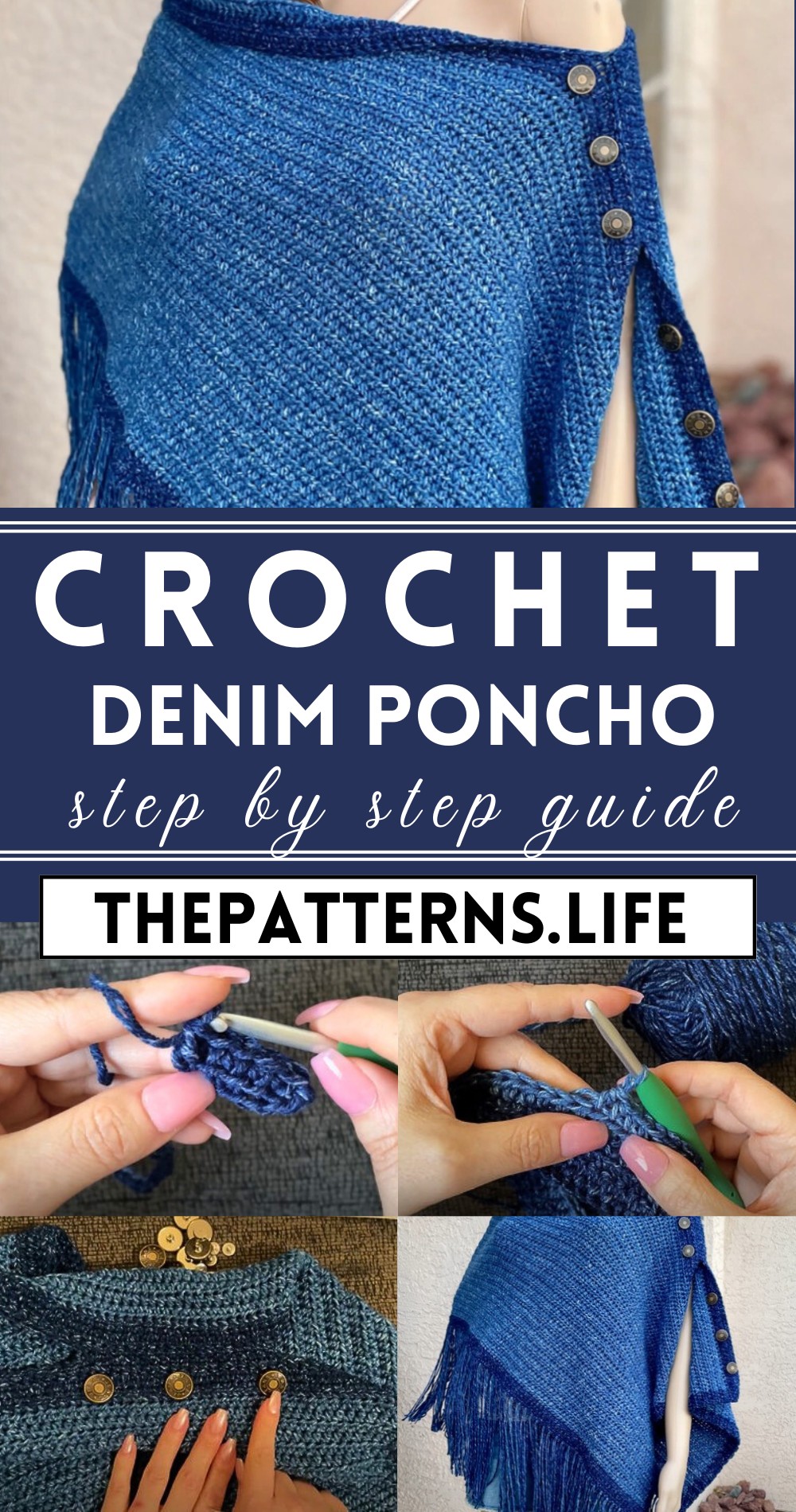 Crochet Denim Poncho