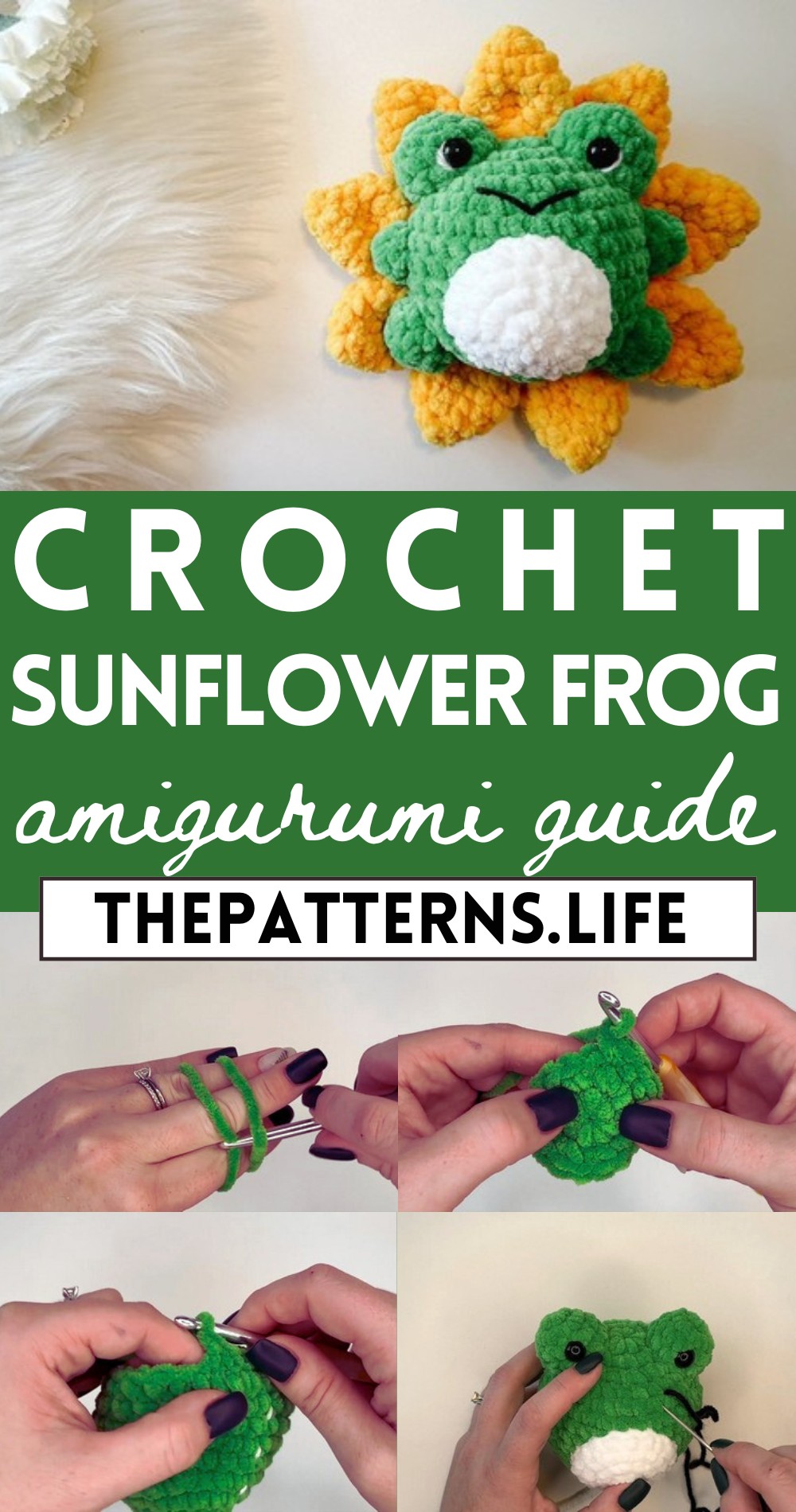 Crochet Frog Amigurumi Tutorial With Sunflower