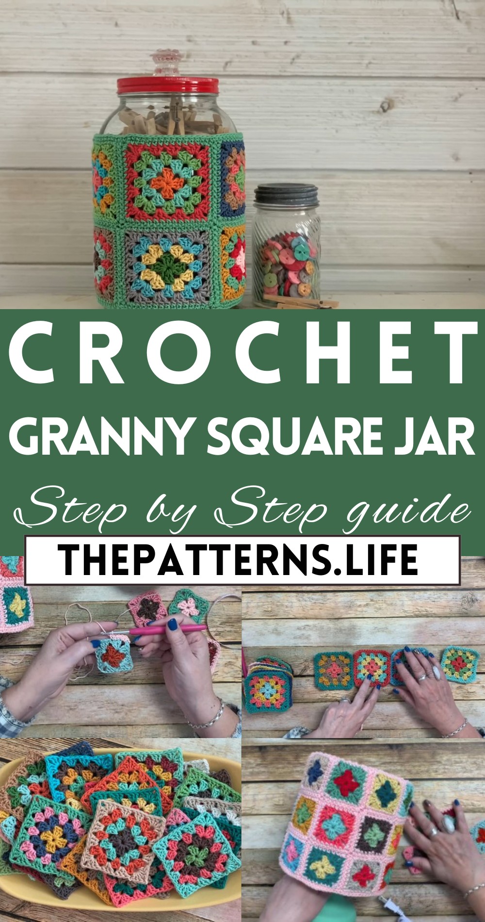 Crochet Lamp Shade & Granny Square Jar Tutorial