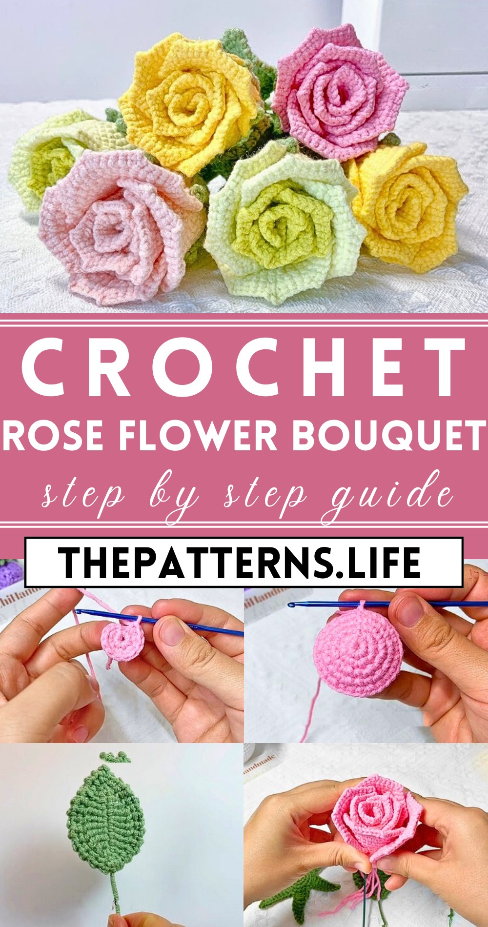 Crochet Rose Flower Bouquet