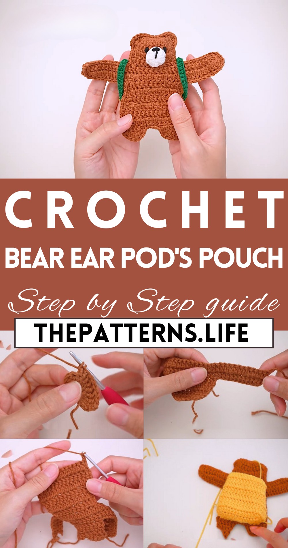 Crochet Travel Hug Bear Ear Pod's Pouch Tutorial To Keep Your Ear Pods Safe in Style