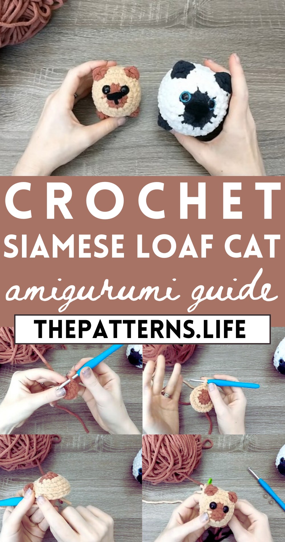 Easy To Make Crochet Siamese Loaf Cat Pattern No Sew