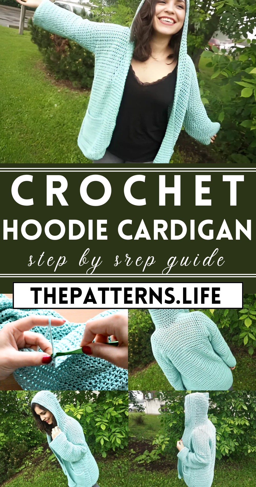 Crochet Hoodie Cardigan Sweater