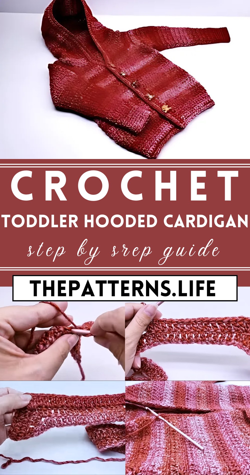 Crochet Toddler Sweater Hooded Cardigan